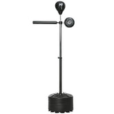 Soozier Free Standing Boxing Bag with Stand, Punching Speed Bag Reaction Bar Challenge with Suction Cups, 64-81in Adjustable Height for Teenagers and Adults, Black