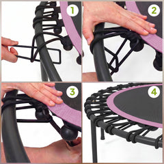 Soozier 45" Rebounder Trampoline for Adults, Foldable Mini Trampoline with Adjustable Handle Bar for Indoor Outdoor, Pink
