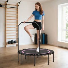 Soozier 45" Rebounder Trampoline for Adults, Foldable Mini Trampoline with Adjustable Handle Bar for Indoor Outdoor, Pink