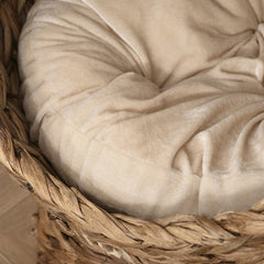 PawHut Handwoven Elevated Cat Bed with Soft Cushion & Egg Chair Shape, Basket Bed Kitty House with Stand, Raised Wicker House for Indoor Cats, 23.5" H, Light Brown