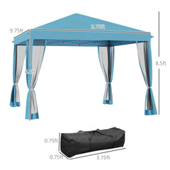 Outsunny 10 x 10 Pop Up Canopy Tent, Outdoor Patio Gazebo with Netting, Carry Bag Included