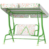 Qaba Kids Patio Swing Chair with Adjustable Canopy, Safety Belt for Patio, Garden, Poolside, Balcony, Green