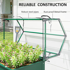 Outsunny Elevated Garden Box with Greenhouse Cover, Raised Garden Bed with Legs and Drainage Hole for Vegetables, Green