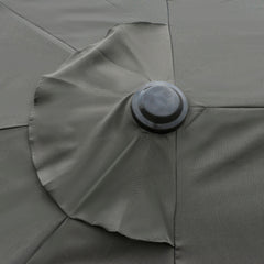 Outsunny Patio Umbrella 15' Steel Rectangular Outdoor Double Sided Market with base, UV Sun Protection & Easy Crank for Deck Pool Patio Dark Gray