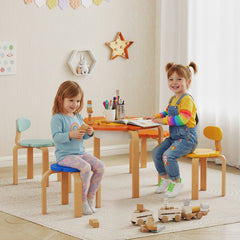 Qaba 5 Piece Kids Table and Chairs Set, Toddler Table and Chair Set with Built-in Storage, for Nursery, Living Room, Playroom