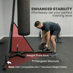 Soozier Punching Bag with Stand for Adults, 72.8"-90.9" Height Adjustable Freestanding Boxing Stand with Canvas Sandbag, Black