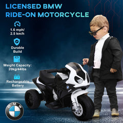 Aosom 6V 3 Wheeled Electric Motorcycle, Kids Motorcycle Licensed BMW with Headlight, Music, Black