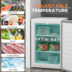 HOMCOM Upright Freezer, 3 Cu Ft Small Freezer with Reversible Single Door, Adjustable Thermostat for Home, Apartment, White