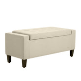 HOMCOM 36" Ottoman with Storage, Storage Ottoman Bench with Lift Top and Rubberwood Legs, Linen Upholstered Entryway Seat with for Living Room, Bedroom, Holds up to 330 lb, Beige