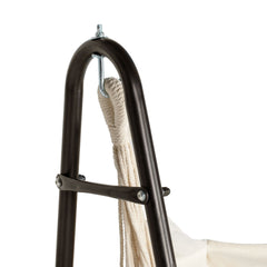 Outsunny Hammock Chair with U Shape Stand, Hammock Swing Chair with A Side Pocket, Brown & Cream White