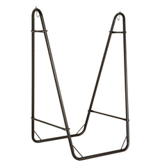 Outsunny Hammock Chair with U Shape Stand, Hammock Swing Chair with A Side Pocket, Brown & Cream White