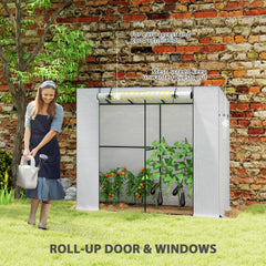 Outsunny Walk-in Portable Greenhouse Small Greenhouse for Outdoors with UV-resistant PE Cover, 6.6' x 2.5' x 5.6' White