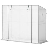 Outsunny Walk-in Portable Greenhouse Small Greenhouse for Outdoors with UV-resistant PE Cover, 6.6' x 2.5' x 5.6' White