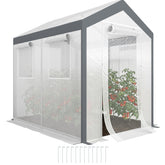 Outsunny Outdoor Walk-In Tunnel Greenhouse with Roll-up Windows, Zippered Mesh Door, & Weather Cover, 8' x 6' x 7.4'