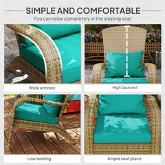 Outsunny Patio Adirondack Chair with Rattan Wicker, Soft Cushions, Tall Curved Backrest for Deck or Garden, Sky Blue