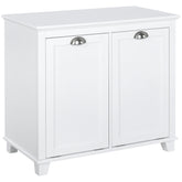 HOMCOM Dual Tilt out Laundry Hamper Cabinet, Bathroom Storage Cabinet with 2-Compartment Hamper, Modern Bathroom Floor Cabinet for Washroom, White