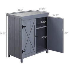 Outsunny Outdoor Storage Cabinet, Outdoor Tool Shed with Galvanized Top and Two Shelves for Yard Tools or Pool Accessories, Gray