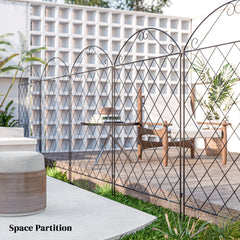Outsunny Garden Fence, 4 Pack Steel Fence Panels, 11.5' L x 43" H, Rust-Resistant Decorative Border Flower Edging for Yard, Landscape, Patio, Outdoor Decor, Curved Vines