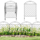 Outsunny Garden Fence, 4 Pack Steel Fence Panels, 11.5' L x 43" H, Rust-Resistant Decorative Border Flower Edging for Yard, Landscape, Patio, Outdoor Decor, Curved Vines
