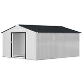 Outsunny Garden Metal Shed, Storage Shed Utility Storage with Double Locking Doors for Bike, Yard Tools, White