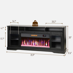 HOMCOM Fireplace TV Stand for TVs Up to 80 Inch, TV Console with Electric Fireplace, Open Storage and Side Cabinets, Black