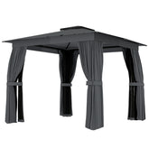 Outsunny 10' x 10' Outdoor Patio Gazebo, Soft Top Gazebo Canopy Shelter with Curtains, Netting, Steel Frame, Hook, Dark Gray