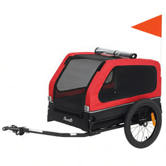 PawHut Dog Bike Trailer for Small & Medium Dogs, Universal Bicycle Coupler, Flip-Down Ramp Tailgate, Red