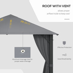 Outsunny 10' x 10' Patio Gazebo, Outdoor Gazebo Canopy Shelter with Netting & Curtains, Vented Roof, for Garden, Lawn, Backyard and Deck, Black