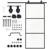 HOMCOM 36" x 84" Sliding Door with Hardware Kit, Handle, & Track, Frosted Tempered Glass Door, Easy Installation