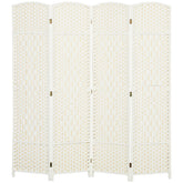 HOMCOM Folding Room Divider Screen 4 Panel 6' Tall Privacy Screen Freestanding Wood Partition for Home Office, White