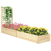 Outsunny Wood Planter Box with Trellis for Climbing Plants, Raised Garden Bed for Outdoor Flowers Herbs, 91"x24"x43", Natural