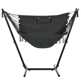 Outsunny U Shape Stand Hammock Chair, Headrest Include Hammock Swing, Dark Gray