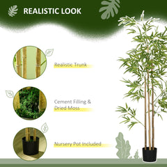 HOMCOM 6ft Artificial Tree, Indoor Fake Bamboo with Pot, for Home Office Living Room Decor