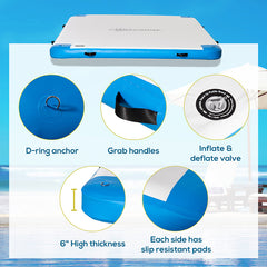 Outsunny 10 x 7ft Water Inflatable Floating Dock, Inflatable Platform Island, Large Floating Mat Raft with Air Pump & Backpack, for Pool, Beach, Ocean, White