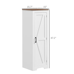 HOMCOM Farmhouse Accent Cabinet with Adjustable Shelf Barn Door Storage Cabinet for Living Room Floor Pantry Cabinet, White