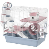 PawHut Hamster Cage, 3-Tier Small Animal Cage with Exercise Wheel, Food Bowl, Water Bottle, House, Tunnels, Ramps