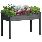Outsunny 48" Raised Garden Bed, Elevated Wooden Planter Box with Holes for Vegetables, Herb, Flowers for Backyard, Dark Gray