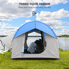 Outsunny 2000mm Waterproof SUV Tent, Car Tent with 3 Doors and Mesh Window, for 5-6 Person Camping Travel, Gray and Blue