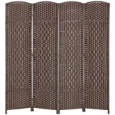 HOMCOM Folding Room Divider Screen 4 Panel 6' Tall Privacy Screen Freestanding Wood Partition for Home Office, Brown