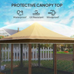 Outsunny 12 x 12 ft. Canopy Tent with Mesh Netting, UPF50+ Pop Up Tent with Carry Bag for Garden, Patio, Beige