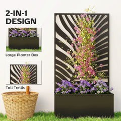Outsunny Metal Garden Bed with Trellis for Climbing Plants, Freestanding or Wall Mounted Flower Bed for Garden, Patio, Balcony