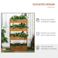 Outsunny Vertical 4 Tier Raised Garden Bed, Wooden Planter Box, Self-Draining with Bed Liner for Indoor Outdoor Flowers, Vegetables and Herbs, Orange