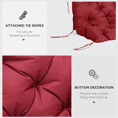 Outsunny 59" x 38" Tufted Bench Cushion for Outdoor Furniture, 3-Seater Replacement for Swing Chair, Patio Sofa/Couch, Wine Red