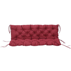 Outsunny 59" x 38" Tufted Bench Cushion for Outdoor Furniture, 3-Seater Replacement for Swing Chair, Patio Sofa/Couch, Wine Red