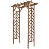 Outsunny 79in Wooden Garden Arbor Arch Trellis with Classic Countryside Style, Pergola Style Roof for Climbing Vines for Ceremony Party Weddings