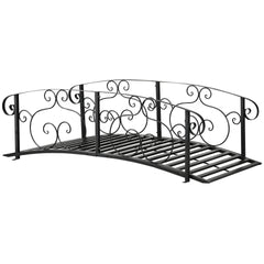 Outsunny 6' Metal Arch Backyard Garden Bridge, Safety Siderails, Arc Footbridge for Backyard Creek, Stream, Pond