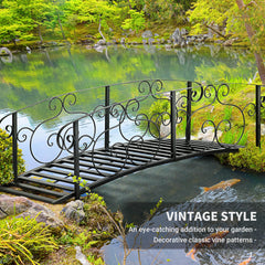 Outsunny 6' Metal Arch Backyard Garden Bridge, Safety Siderails, Arc Footbridge for Backyard Creek, Stream, Pond