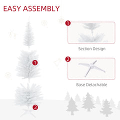 HOMCOM 6' Artificial Pencil Christmas Tree, Slim Xmas Tree with 390 Realistic Branch Tips and Plastic Stand, White