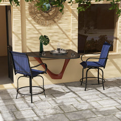 Outsunny Outdoor Bar Stools Set of 2, 360° Swivel Bar Height Chairs, 26.75" x 29.5" x 48.5", Navy Blue