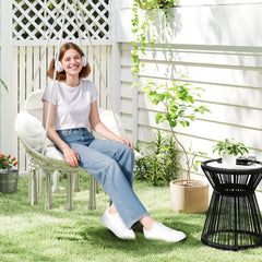 Outsunny Hammock Swing Chair, Macrame Hanging Chair with Large Cushion, Chain, Steel Frame for Indoor Outdoor Use, Cream White